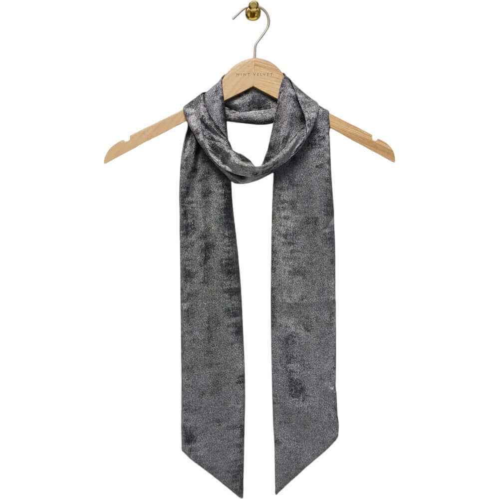 Mint Velvet Silver Metallic Skinny Scarf